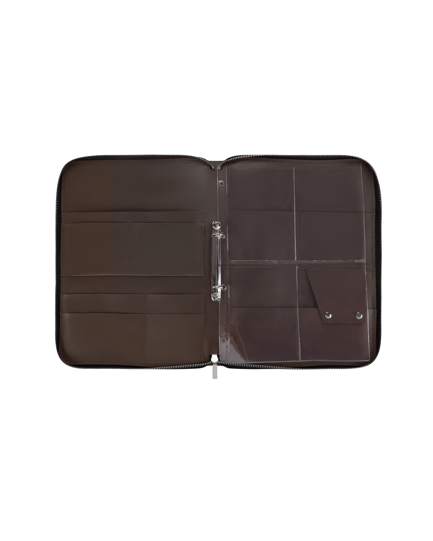 Шкіряна папка для морських документів на блискавці в темно-коричновому кольорі
